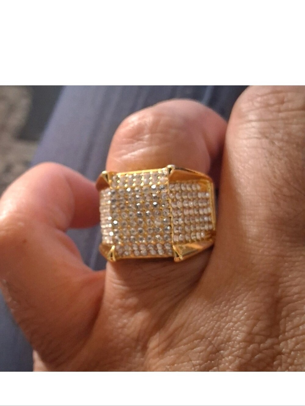 Gold-Tone Pavé Men's Statement Ring Size 12